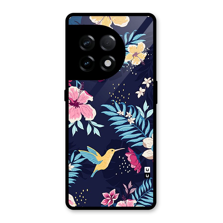 Tropical Flamingo Pattern Glass Back Case for OnePlus 11R