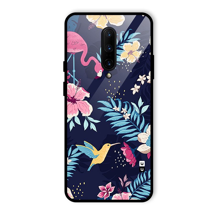 Tropical Flamingo Pattern Glass Back Case for OnePlus 7 Pro
