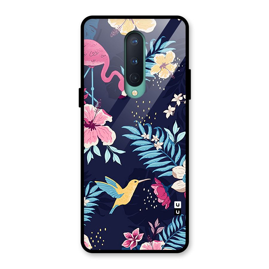 Tropical Flamingo Pattern Glass Back Case for OnePlus 8