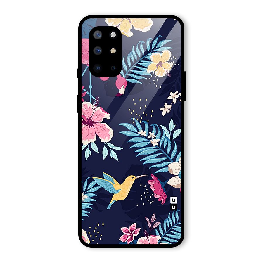Tropical Flamingo Pattern Glass Back Case for OnePlus 8T