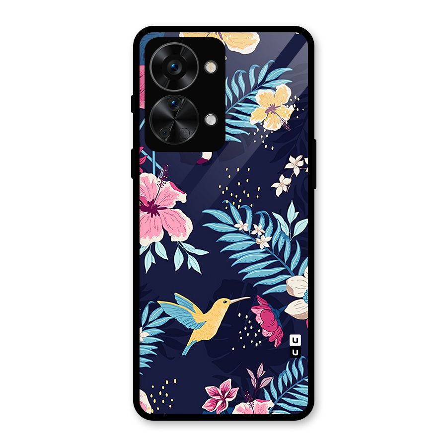 Tropical Flamingo Pattern Glass Back Case for OnePlus Nord 2T