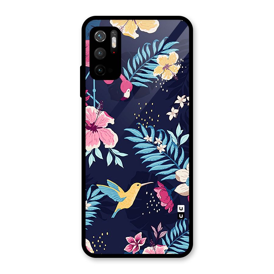 Tropical Flamingo Pattern Glass Back Case for Poco M3 Pro 5G