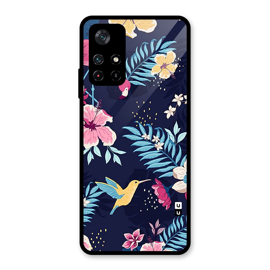 Tropical Flamingo Pattern Glass Back Case for Poco M4 Pro 5G