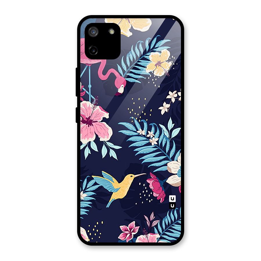 Tropical Flamingo Pattern Glass Back Case for Realme C11
