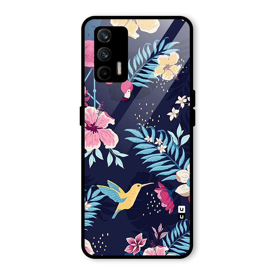 Tropical Flamingo Pattern Glass Back Case for Realme GT 5G