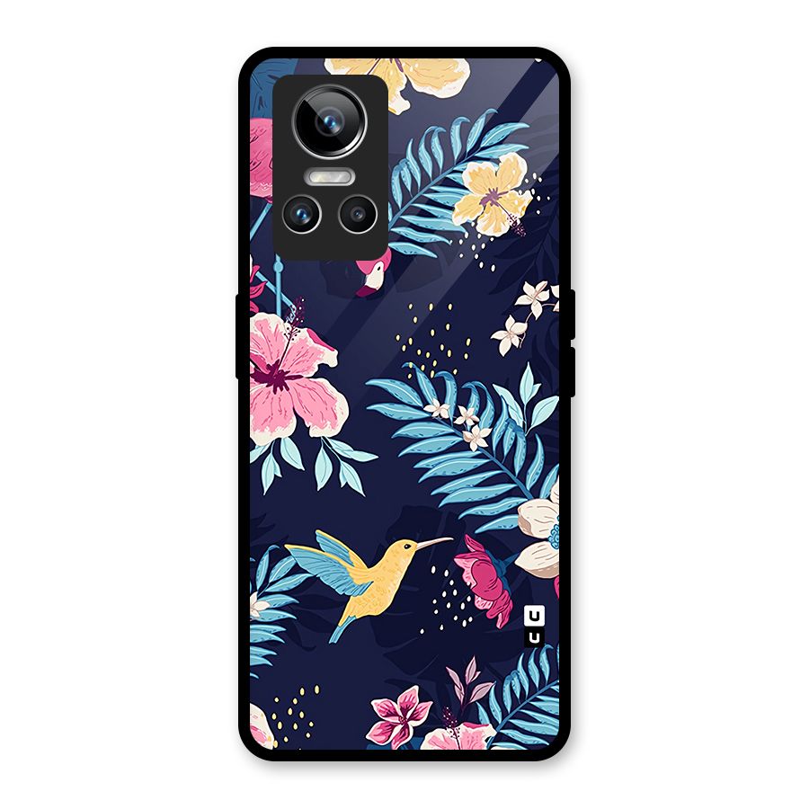 Tropical Flamingo Pattern Glass Back Case for Realme GT Neo 3