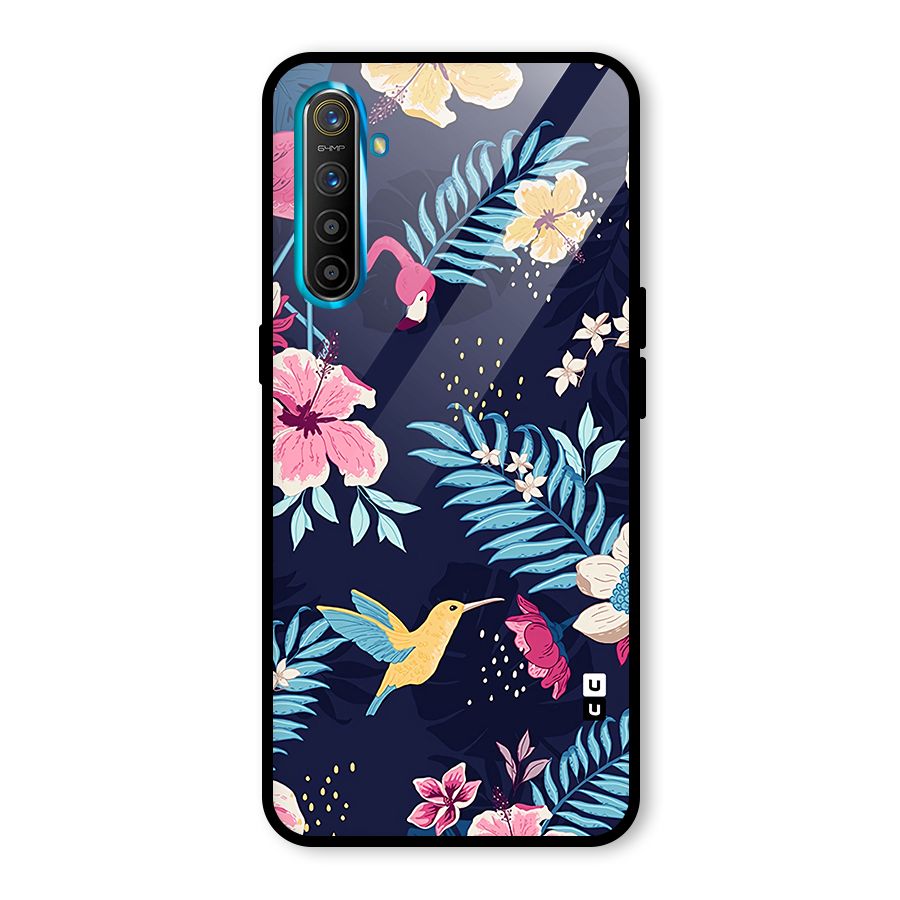 Tropical Flamingo Pattern Glass Back Case for Realme X2