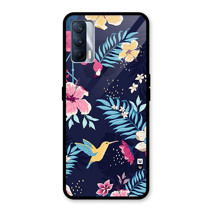 Tropical Flamingo Pattern Glass Back Case for Realme X7