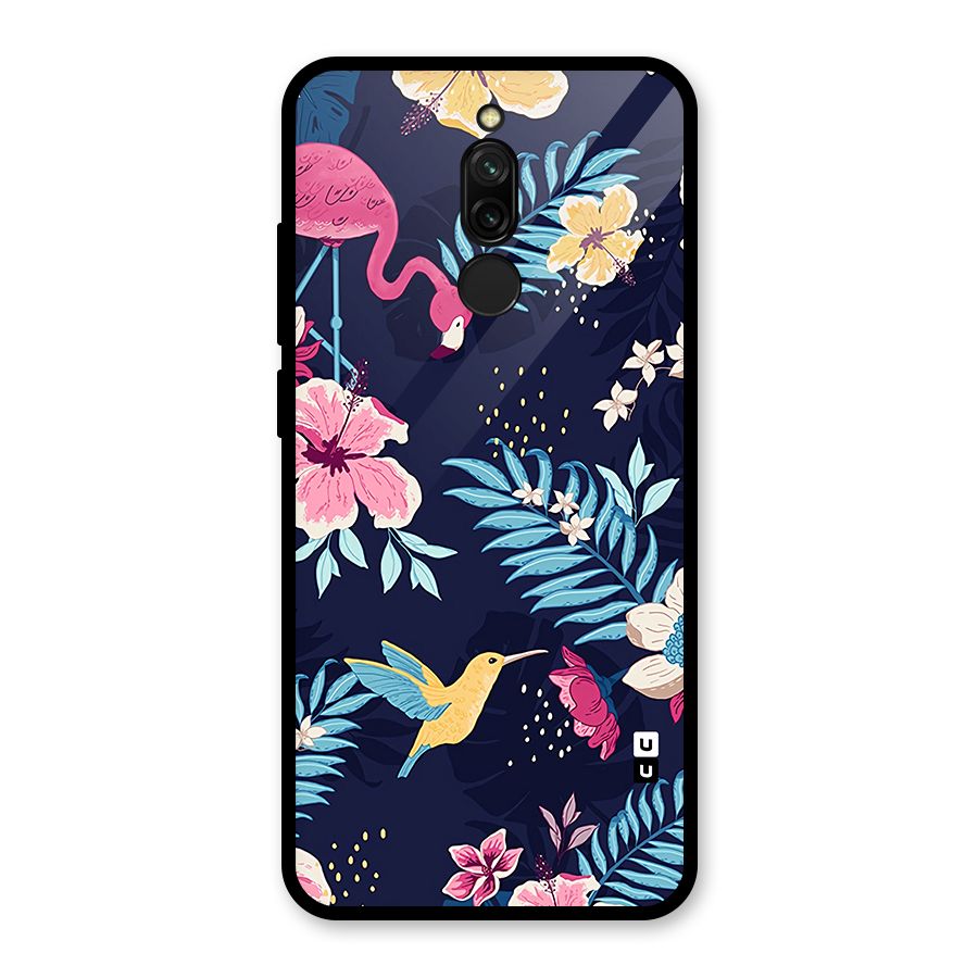 Tropical Flamingo Pattern Glass Back Case for Redmi 8