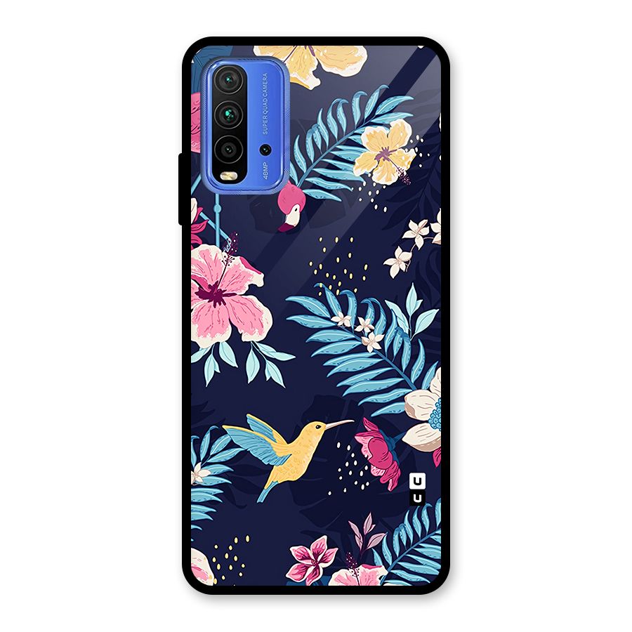 Tropical Flamingo Pattern Glass Back Case for Redmi 9 Power