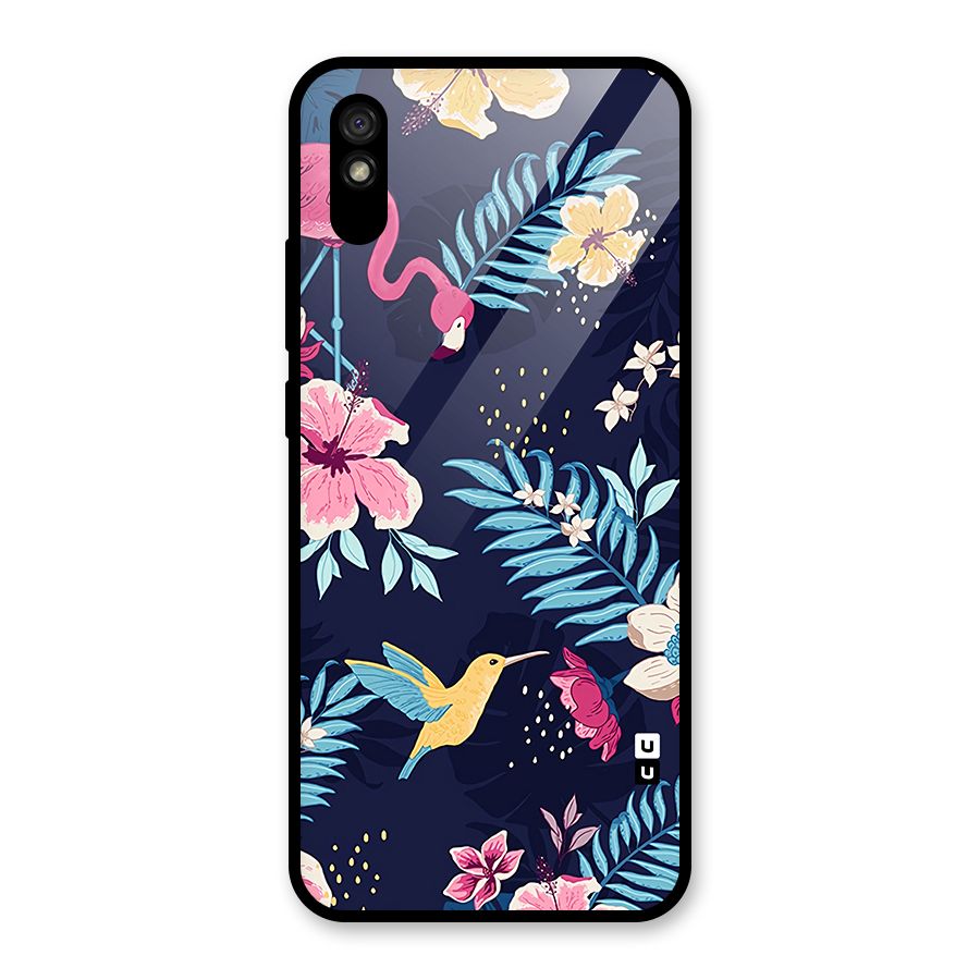 Tropical Flamingo Pattern Glass Back Case for Redmi 9i