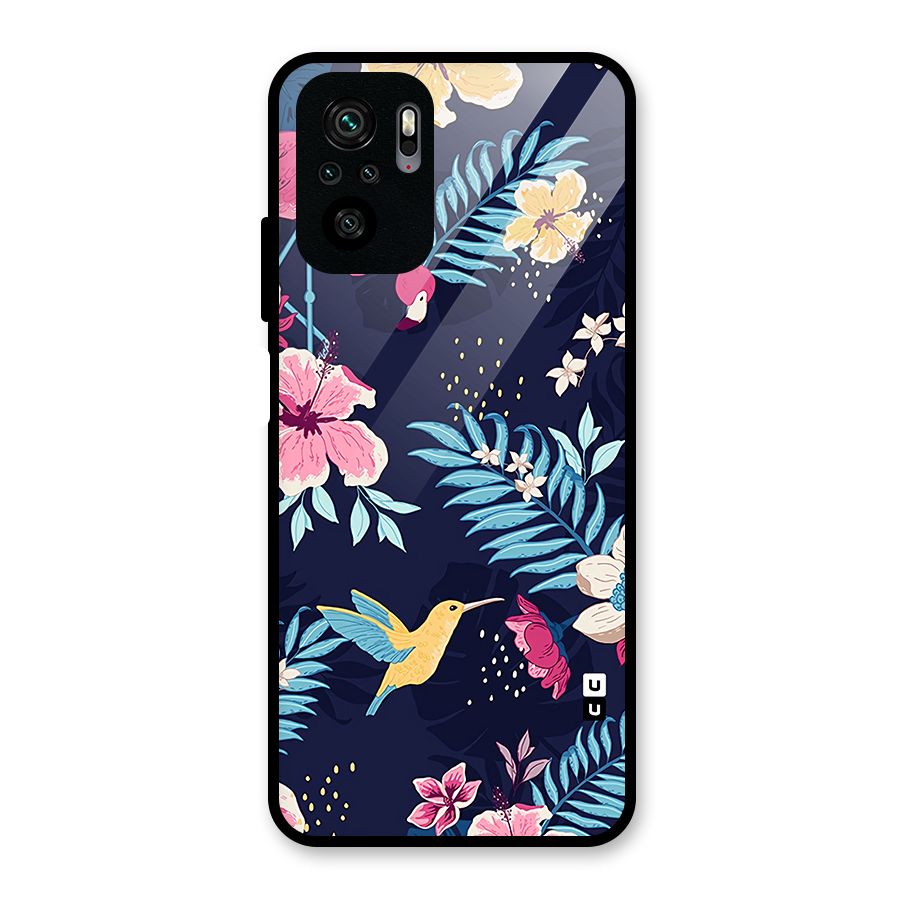 Tropical Flamingo Pattern Glass Back Case for Redmi Note 11 SE