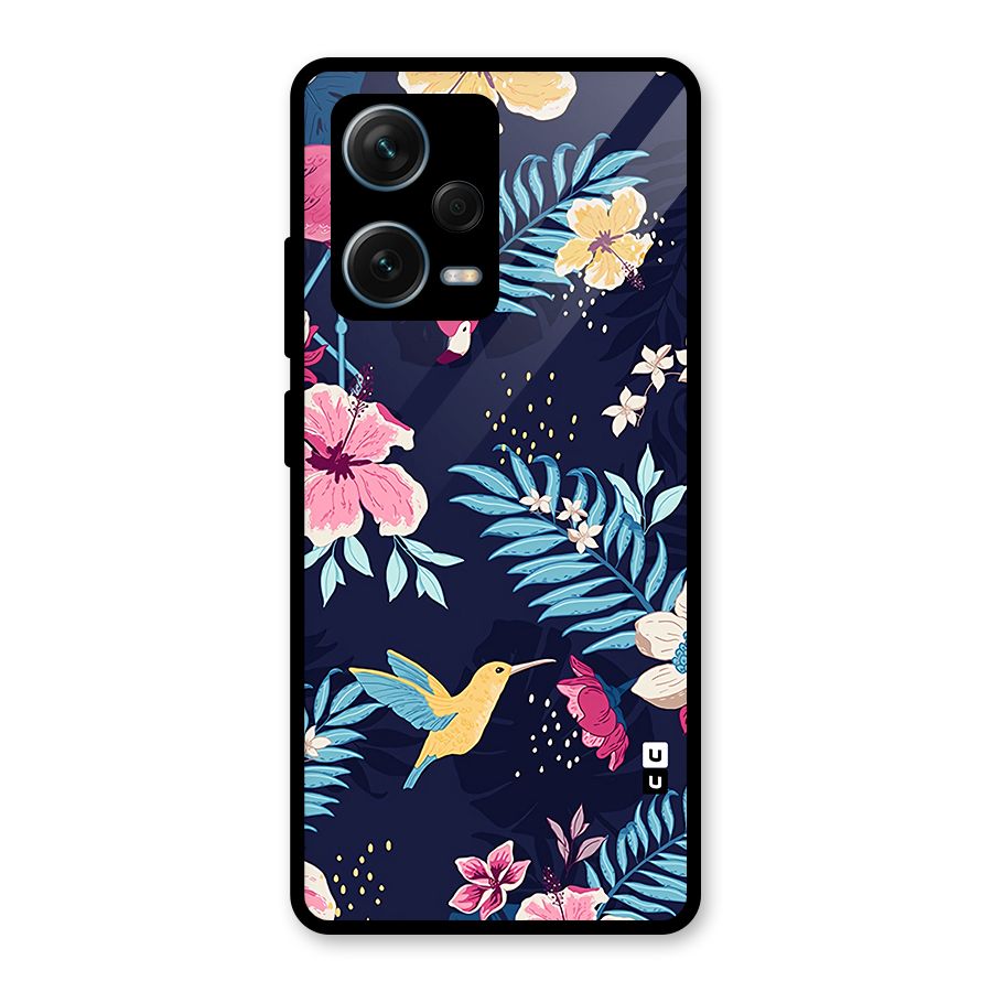 Tropical Flamingo Pattern Glass Back Case for Redmi Note 12 Pro Plus 5G