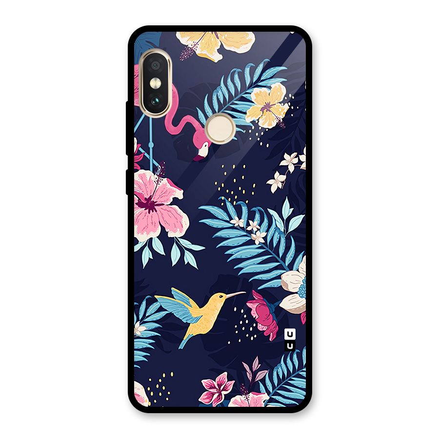 Tropical Flamingo Pattern Glass Back Case for Redmi Note 5 Pro