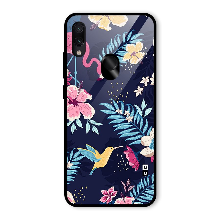 Tropical Flamingo Pattern Glass Back Case for Redmi Note 7 Pro