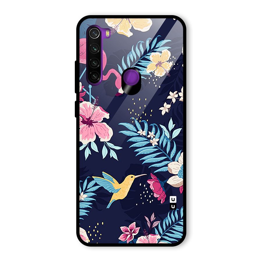 Tropical Flamingo Pattern Glass Back Case for Redmi Note 8