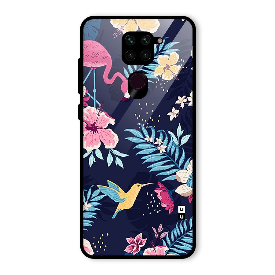 Tropical Flamingo Pattern Glass Back Case for Redmi Note 9