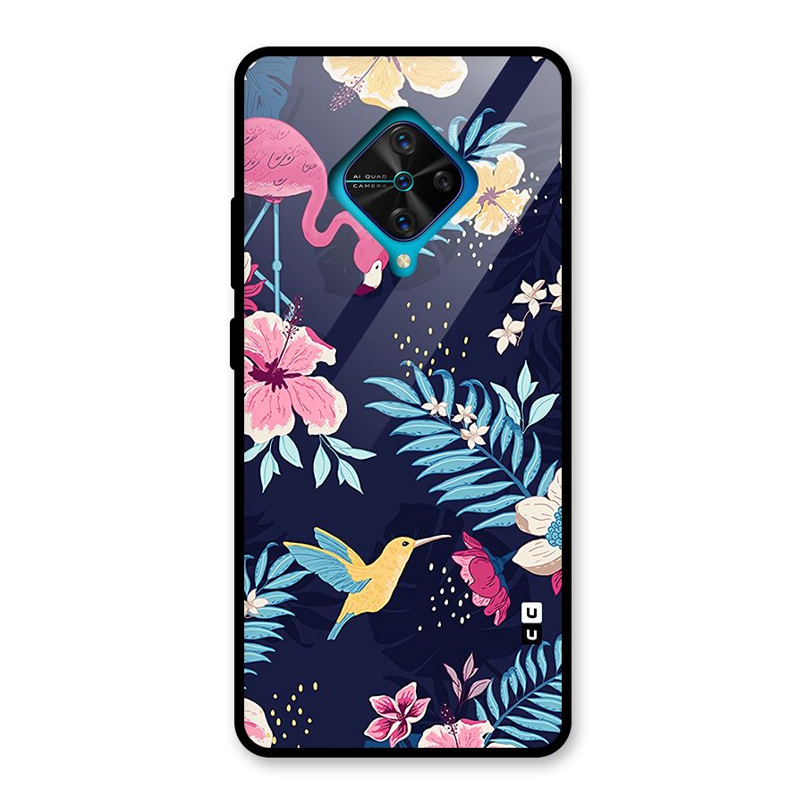 Tropical Flamingo Pattern Glass Back Case for Vivo S1 Pro