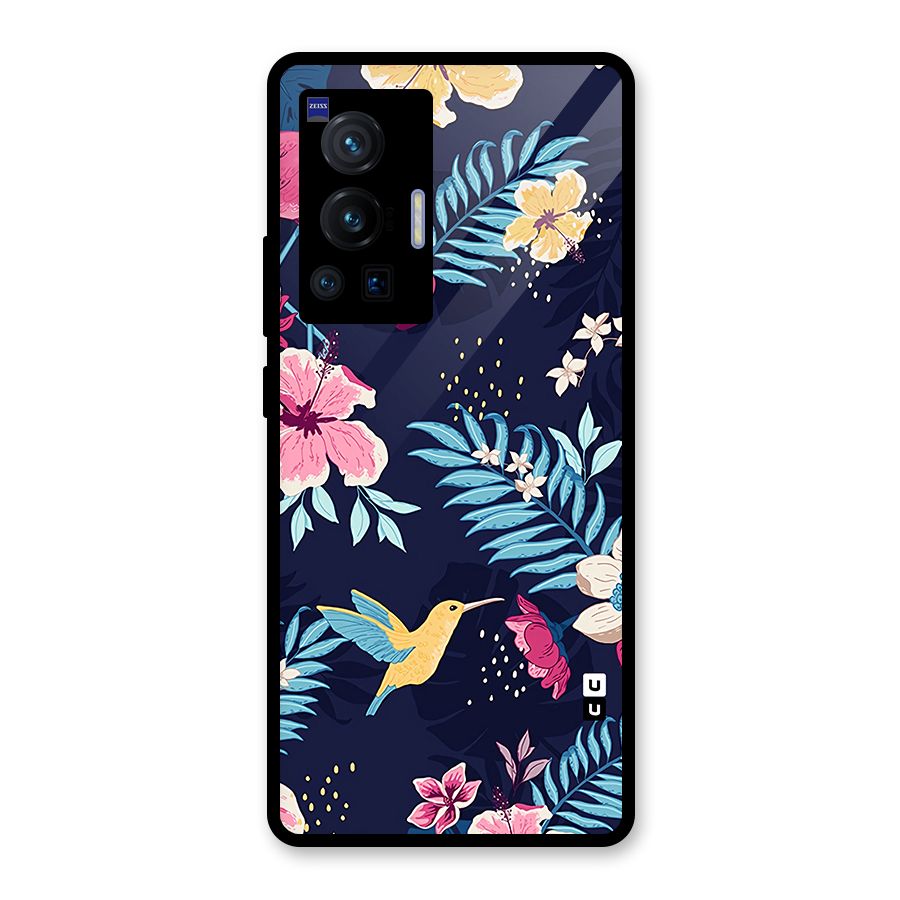 Tropical Flamingo Pattern Glass Back Case for Vivo X70 Pro