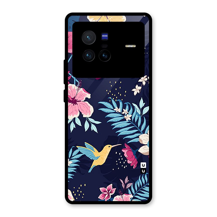 Tropical Flamingo Pattern Glass Back Case for Vivo X80