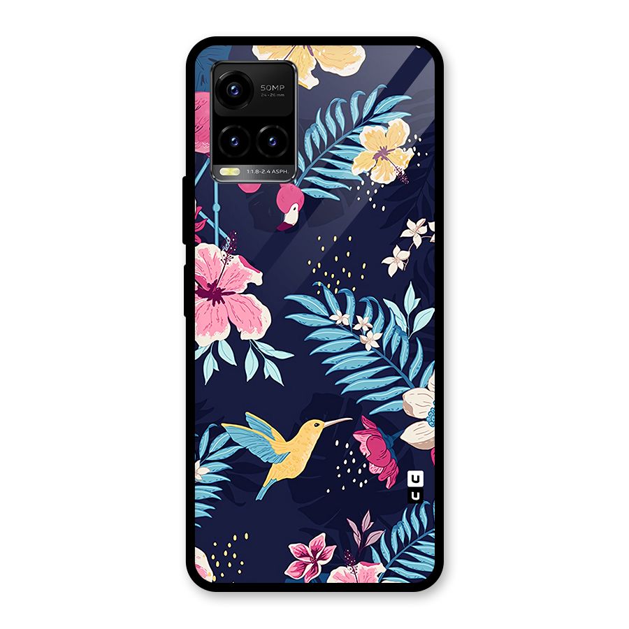 Tropical Flamingo Pattern Glass Back Case for Vivo Y21T