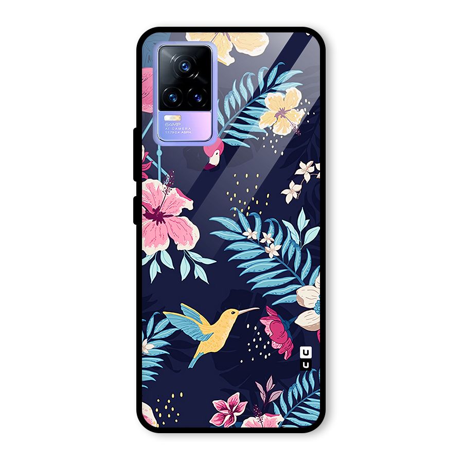 Tropical Flamingo Pattern Glass Back Case for Vivo Y73