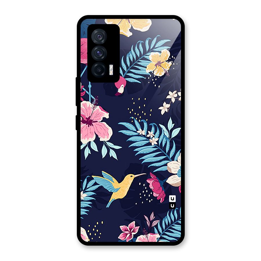 Tropical Flamingo Pattern Glass Back Case for Vivo iQOO 7 5G