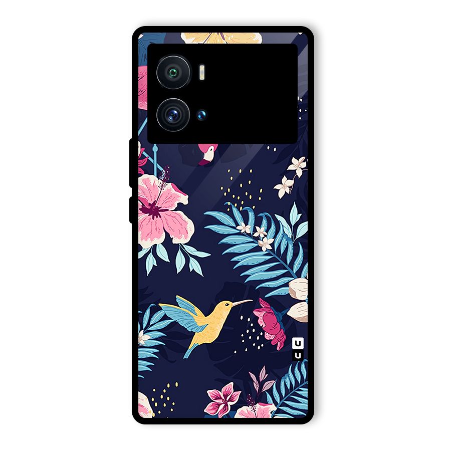Tropical Flamingo Pattern Glass Back Case for Vivo iQOO 9 Pro