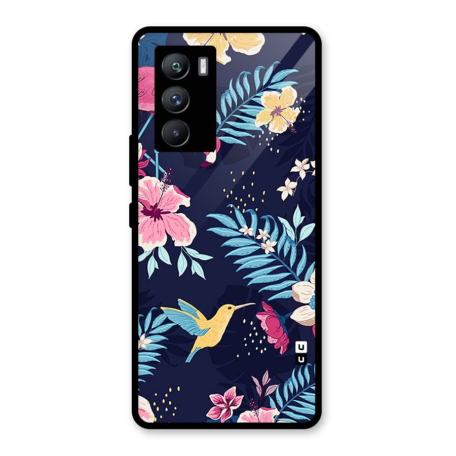 Tropical Flamingo Pattern Glass Back Case for Vivo iQOO 9 SE
