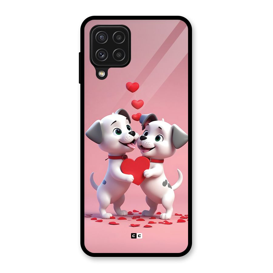 Two Puppies Together Glass Back Case for Galaxy A22 4G