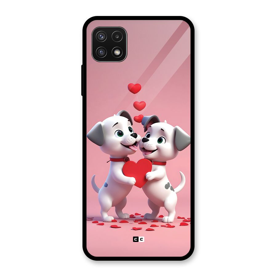 Two Puppies Together Glass Back Case for Galaxy A22 5G