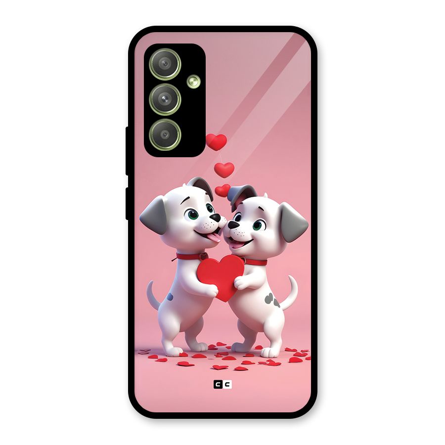Two Puppies Together Glass Back Case for Galaxy A54