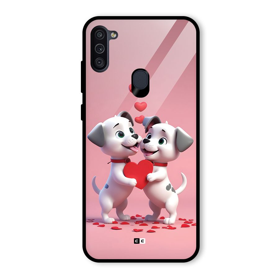 Two Puppies Together Glass Back Case for Galaxy M11