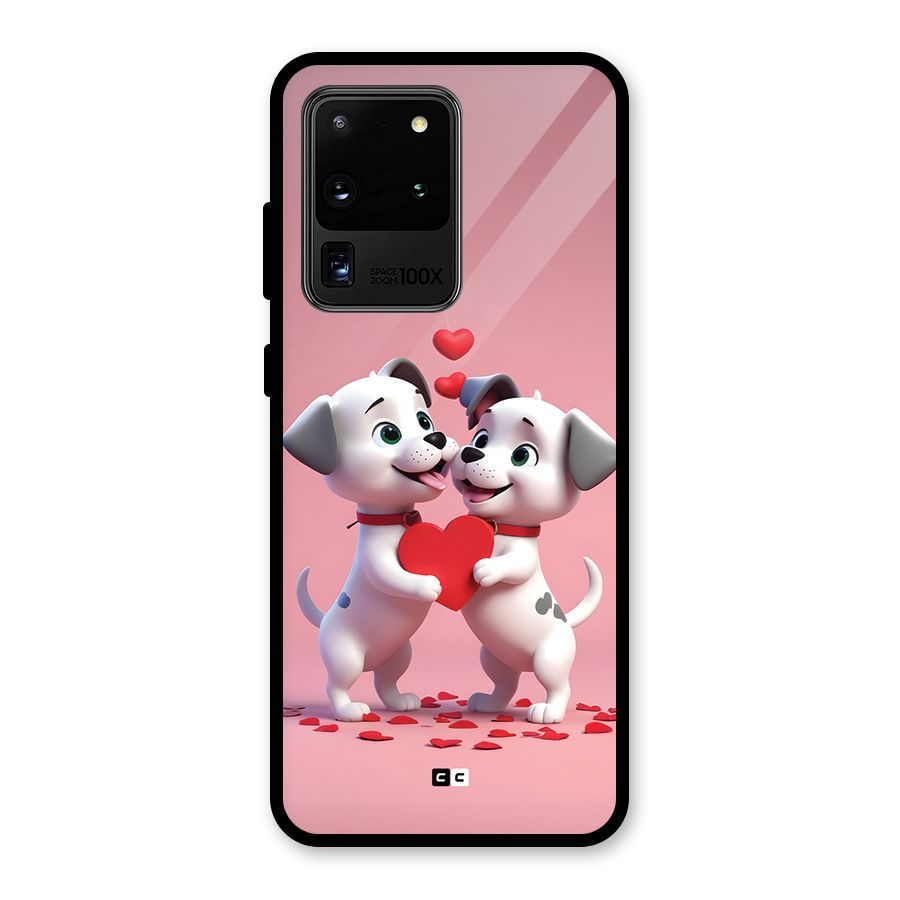 Two Puppies Together Glass Back Case for Galaxy S20 Ultra