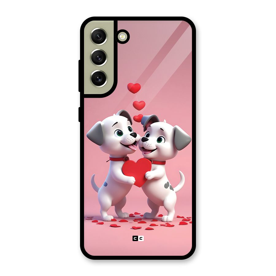 Two Puppies Together Glass Back Case for Galaxy S21 FE 5G