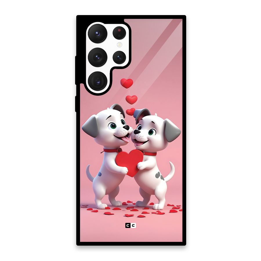 Two Puppies Together Glass Back Case for Galaxy S22 Ultra 5G