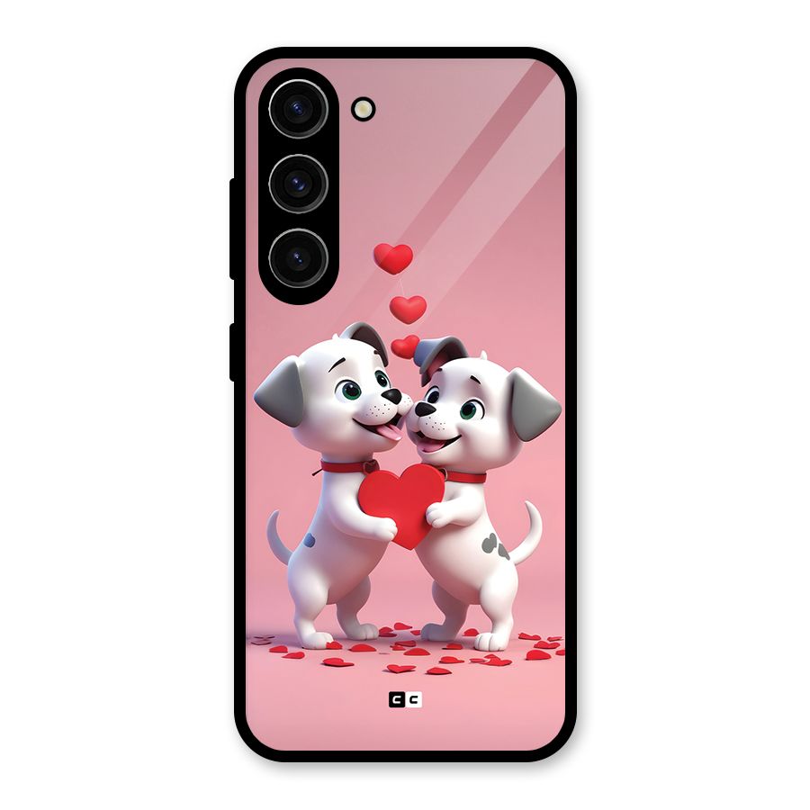 Two Puppies Together Glass Back Case for Galaxy S23