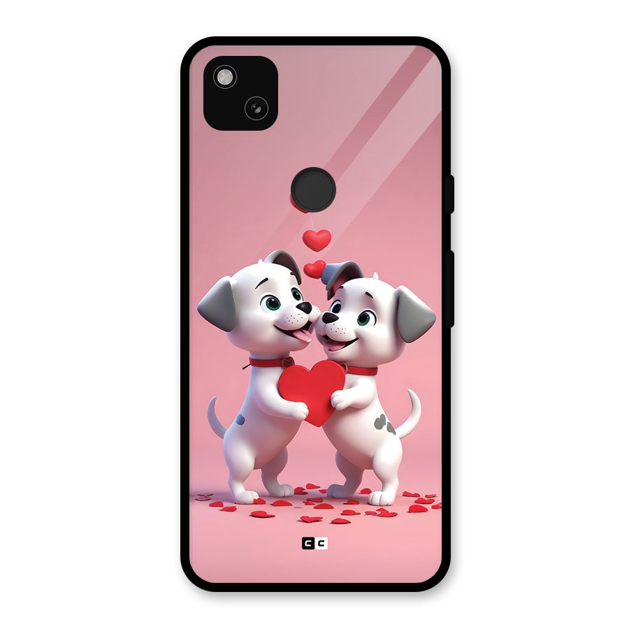 Two Puppies Together Glass Back Case for Google Pixel 4a