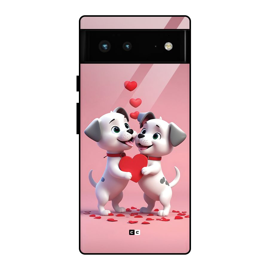 Two Puppies Together Glass Back Case for Google Pixel 6