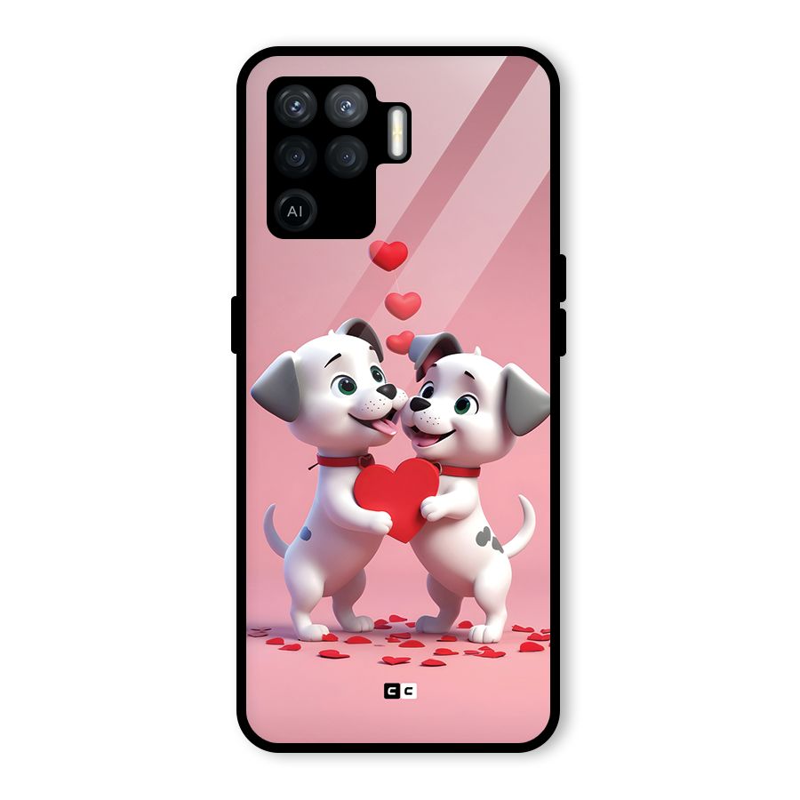 Two Puppies Together Glass Back Case for Oppo F19 Pro