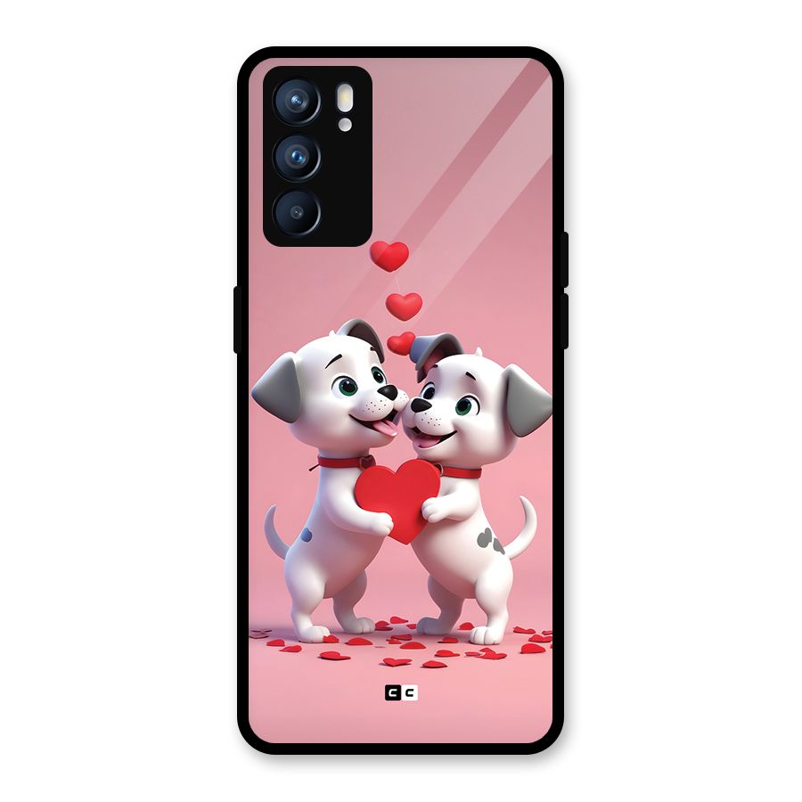 Two Puppies Together Glass Back Case for Oppo Reno6 5G