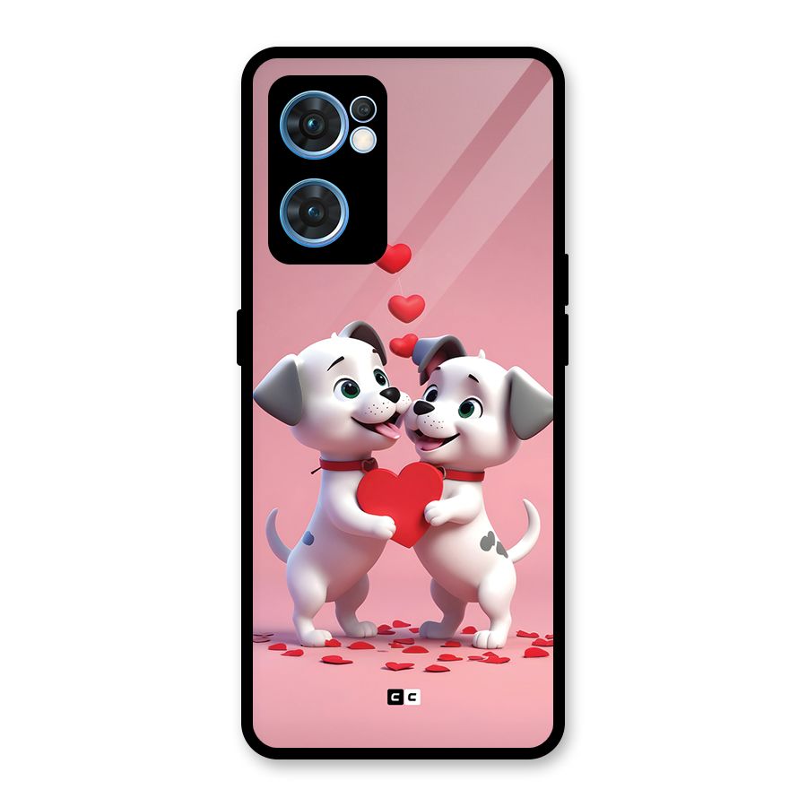 Two Puppies Together Glass Back Case for Oppo Reno7 5G