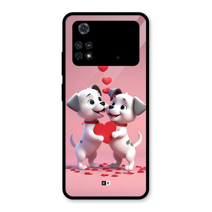 Two Puppies Together Glass Back Case for Poco M4 Pro 4G