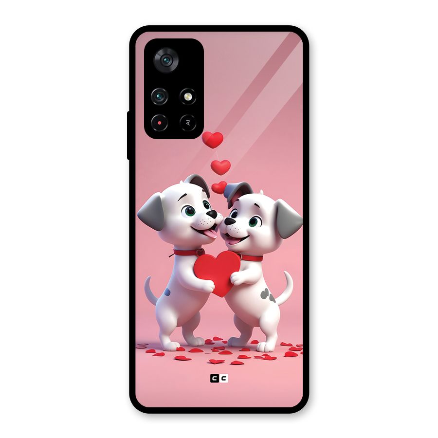 Two Puppies Together Glass Back Case for Poco M4 Pro 5G