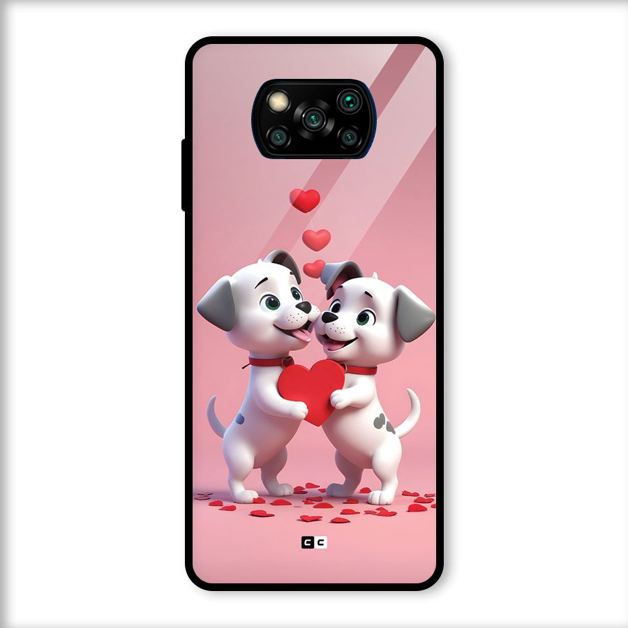 Two Puppies Together Glass Back Case for Poco X3