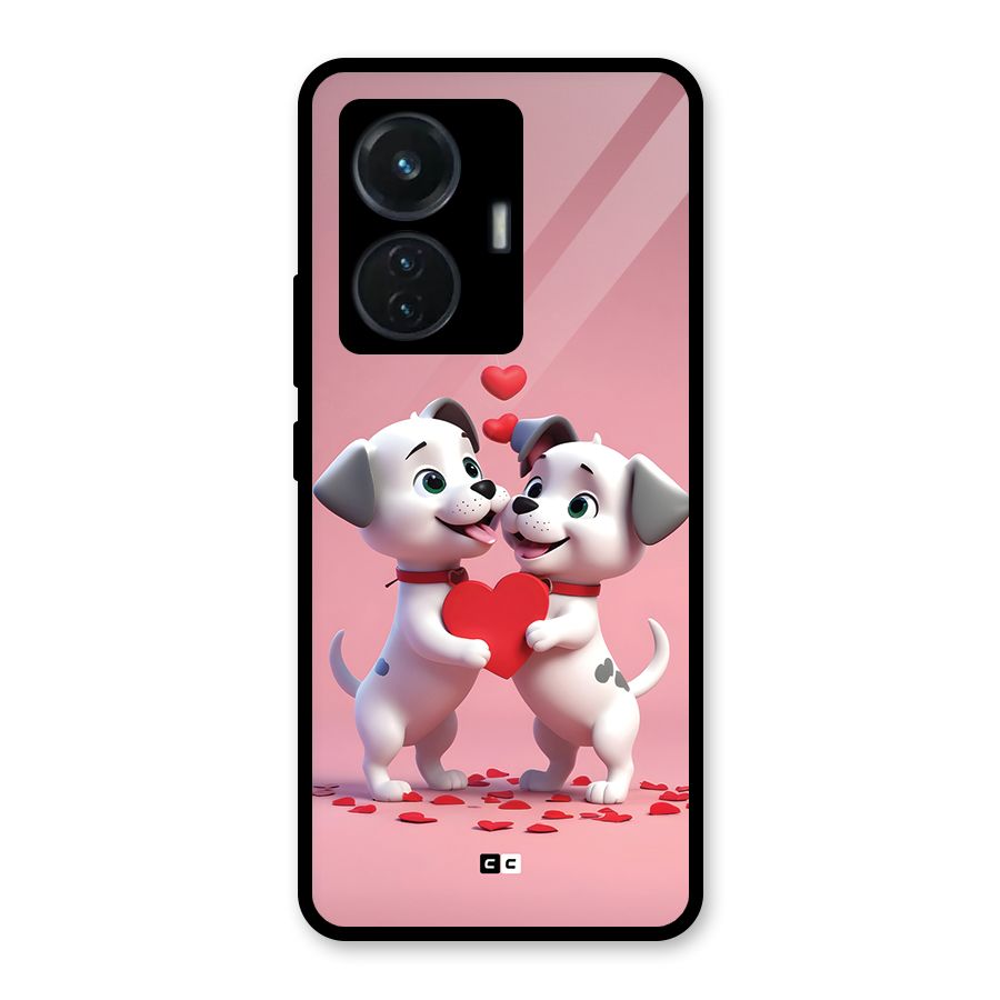 Two Puppies Together Glass Back Case for Vivo T1 44W