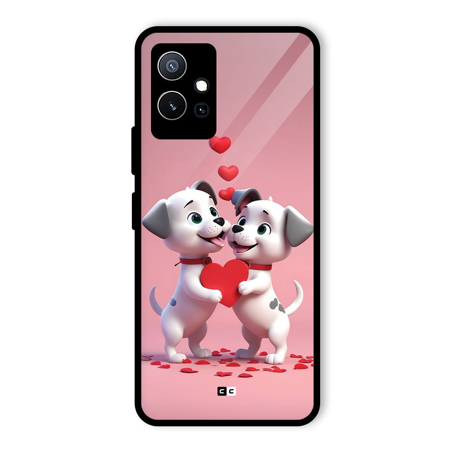 Two Puppies Together Glass Back Case for Vivo T1 5G