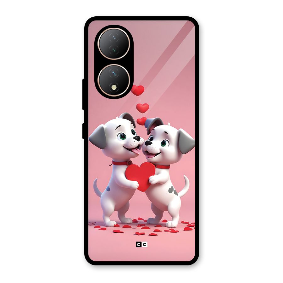 Two Puppies Together Glass Back Case for Vivo T2