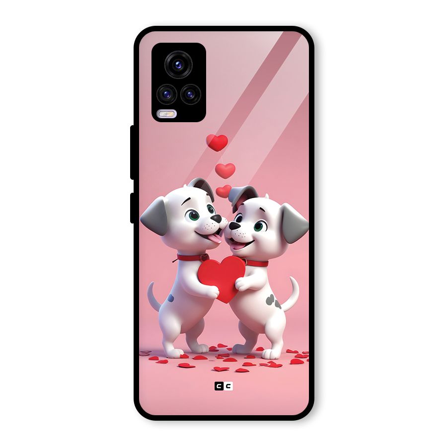 Two Puppies Together Glass Back Case for Vivo V20 2021