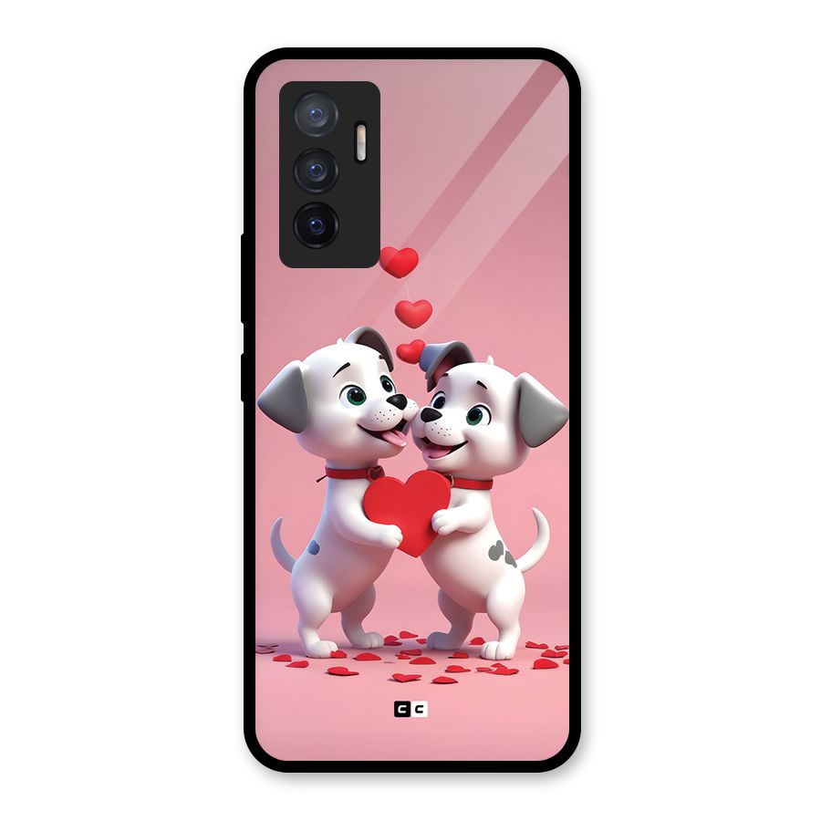 Two Puppies Together Glass Back Case for Vivo V23e
